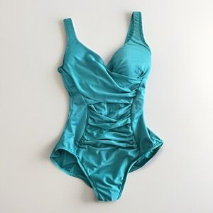 Miraclesuit Swimsuit Womens Teal‎ Captivate One Piece Ruched Tummy Control